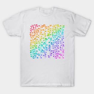 Watercolor Rainbow Gradient Vines Pattern T-Shirt